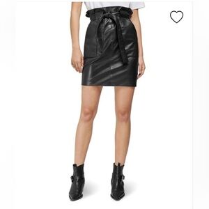 ANINE BING Black leather LAURIE paper bag belted mini‎ skirt size XS.